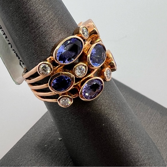 14k Rose Gold Diamond & Tanzanite Ring - Picture 9 of 10